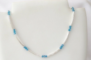 L-CA0241 Colgante cristales y tubo CELESTE