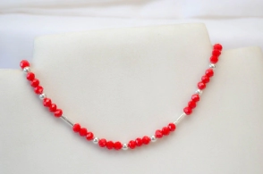 L-CA0240 Colgante cristales TUBOS Y BOLITAS ROJO