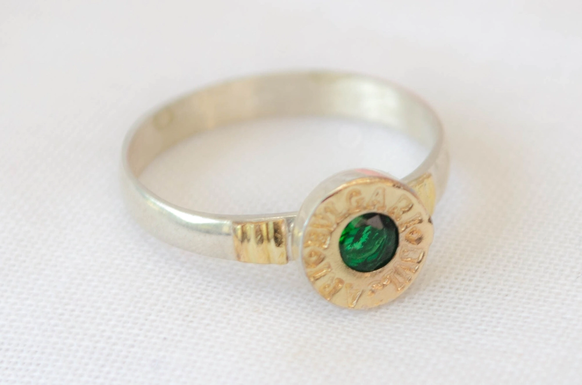 ANI2281 Anillo tipo bulgari con duble VERDE