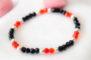 L-PU0126 Pulsera elastizada cristales BOLITAS MULTICOLOR