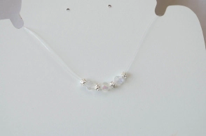 L-CA0262 Tanza con bolitas enrejadas y cristales TRANSPARENTES