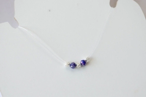 L-CA0262 Tanza con bolitas enrejadas y cristales AZUL