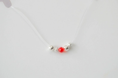 L-CA0264 Tanza con bolitas CRISTALES ROJOS