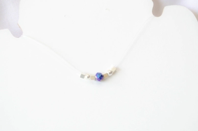 L-CA0265 Tanza con bolitas cuadradros CRISTALES AZUL