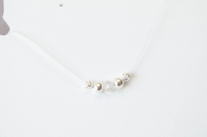 L-CA0265 Tanza con bolitas cuadradros CRISTALES TRANSPARENTE