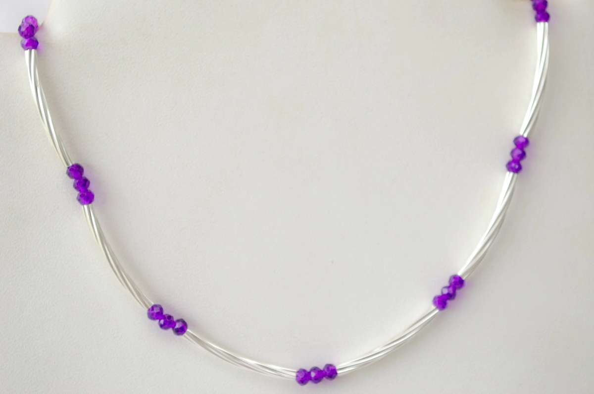 L-CA0241 Colgante cristales y tubo VIOLETA