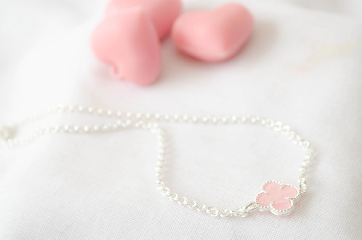 L-TO0099 Tobillera con FLOR MADRE ROSA