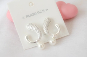 L-AR0976 Aros rulo micropavé con perla colgante