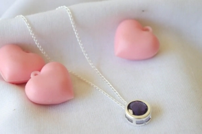 L-CA0169 Cadena 40cm+ círculo cubic VIOLETA