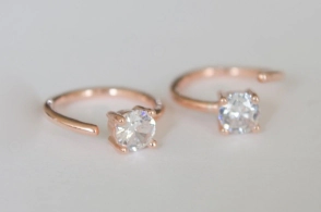 PRAR005 Aros PLATA ROSÉ cuff/argollas cubics - 