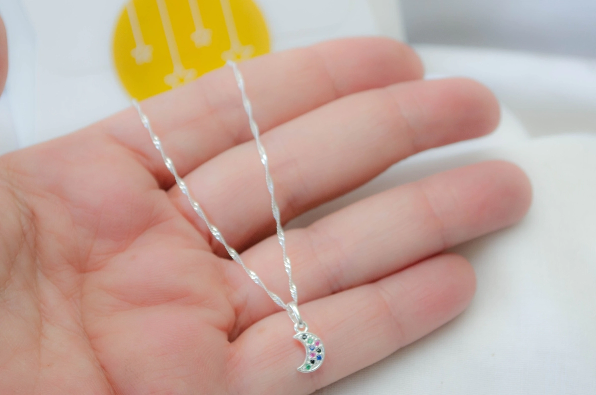 FF-0019 Sobre especial cadena 45+dije  luna multicolor