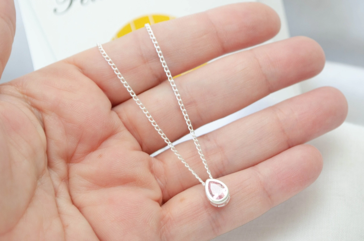 FF-0033 SOBRE Cadena 45cm+gota cubic ROSA