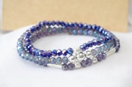 FF-0041 SOBRE Setx3 pulseras elastizadas cristales bolitas AZUL