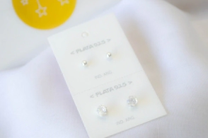 FF-0082 SOBRE Setx2 pares aros bolitas uY CUBICS transparentes