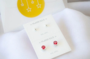 FF-0082 SOBRE Setx2 pares aros bolitas uY CUBIC ROJO
