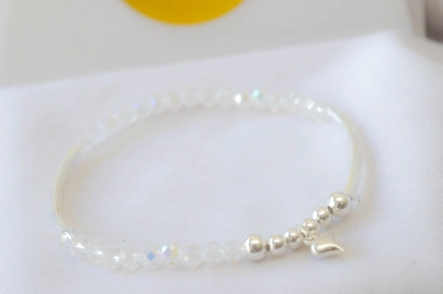 FF-0088 SOBRE Pulsera cristales tubos bolitas corazon TRANSPARENTE