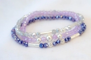 FF-0041 SOBRE Setx3 pulseras elastizadas cristales bolitas  LILA