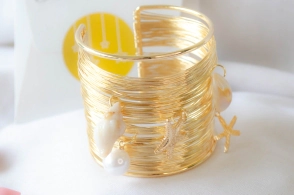 FF-0114 SOBRE pulseras DORADAS esclavas uniDas dijes MAR