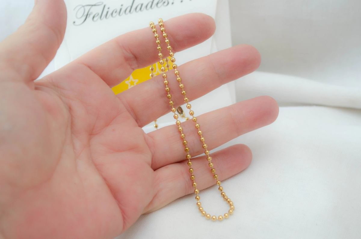 FF-0120 SOBRE Cadena 40 cm bolitas DORADA - 1