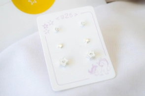 L-TRI0059 TRIO Aros cubic+estrella+estrella esmalte BLANCO