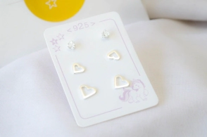 L-TRI0057 TRIO Aros corazones + cubic