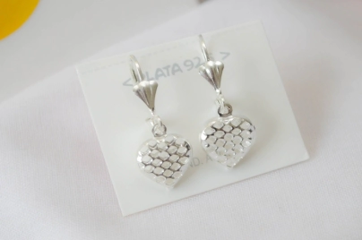 L-AR1023 Aros brisura corazon enrejado colgante