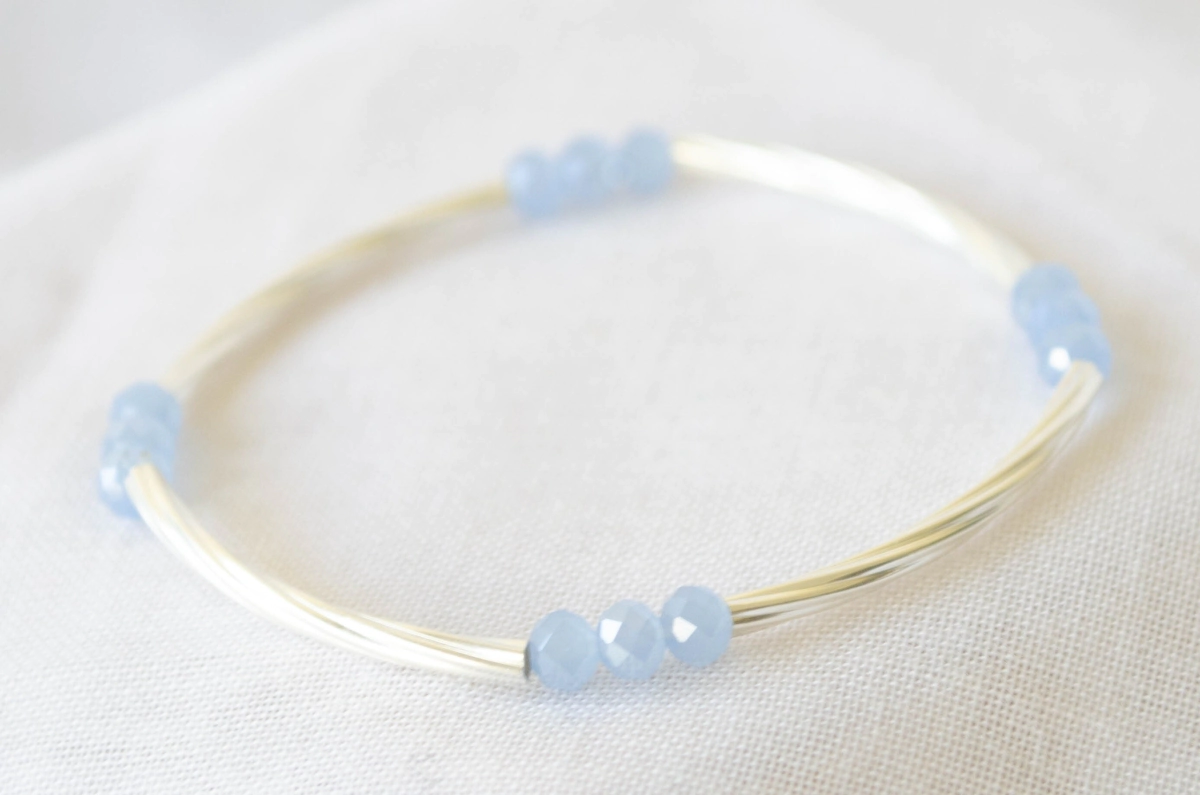 L-PU0147 Pulsera tubitos y bolitas LAVANDA