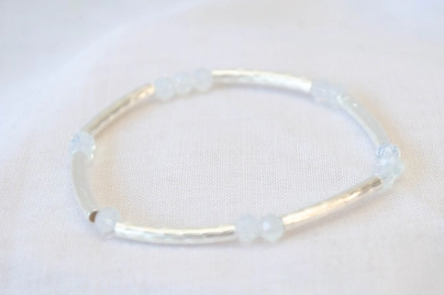 L-PU0147 Pulsera tubitos y bolitas TRANSPARENTE