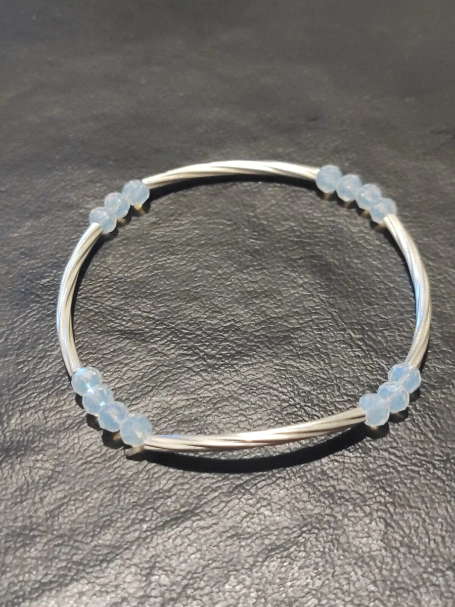 L-PU0147 Pulsera tubitos y bolitas TRANSPARENTE