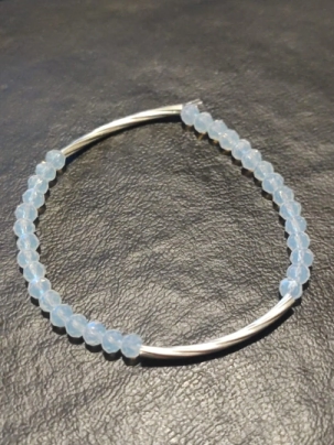 L-PU0148 Pulsera tubitos y bolitas TRANSPARENTE 