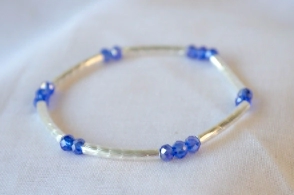 L-PU0149 Pulsera elastizada tubos cristales AZUL