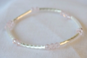 L-PU0149 Pulsera elastizada tubos cristales ROSA