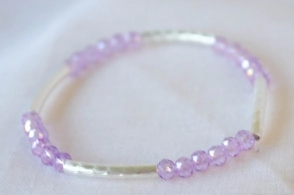 L-PU0149 Pulsera elastizada tubos cristales LILA