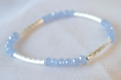 L-PU0150 Pulsera elastizada tubos cristales LAVANDA