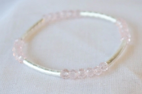 L-PU0150 Pulsera elastizada tubos cristales ROSA