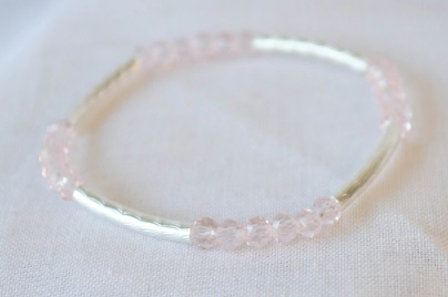 L-PU0150 Pulsera elastizada tubos cristales ROSA