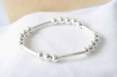L-PU0153 Pulsera elastizada bolas tubos bolas 6mm
