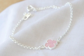 L-PU0157 Pulsera  con tr&eacute;bol ROSA