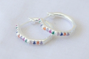 L-AR1068 Aros huggies hexagonales multicolor 1.4cm