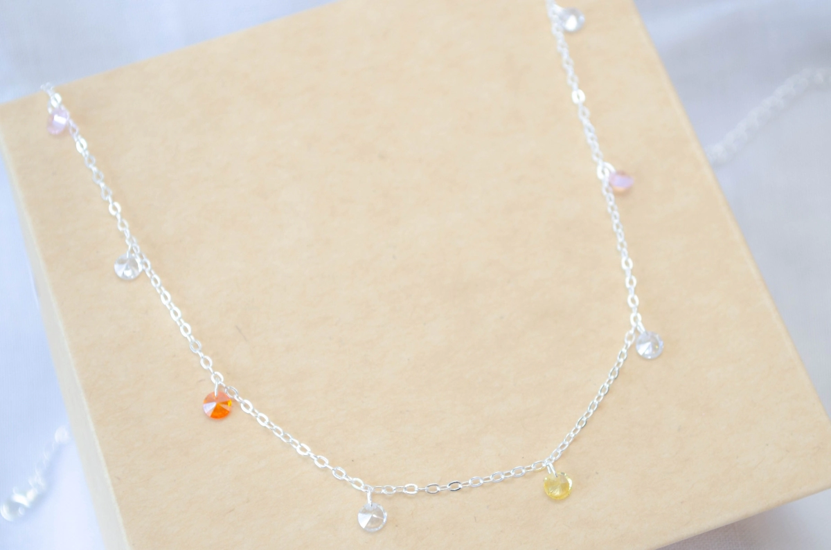 L-CA0353 Choker con cubics colgantes colores