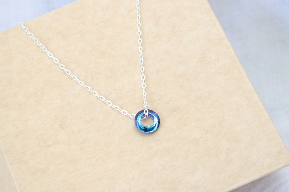 L-CA0358 Cadena 40cm + dona cristal AZUL