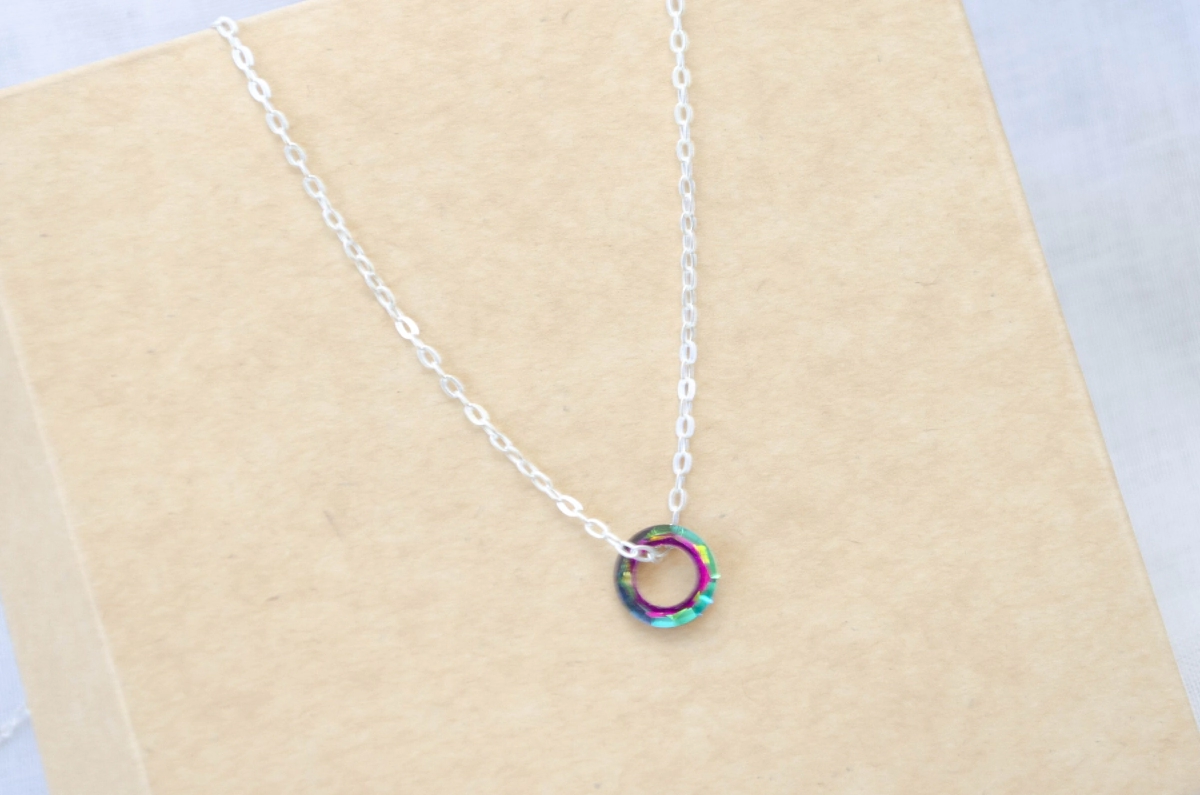 L-CA0358 Cadena 40cm + dona cristal VERDE