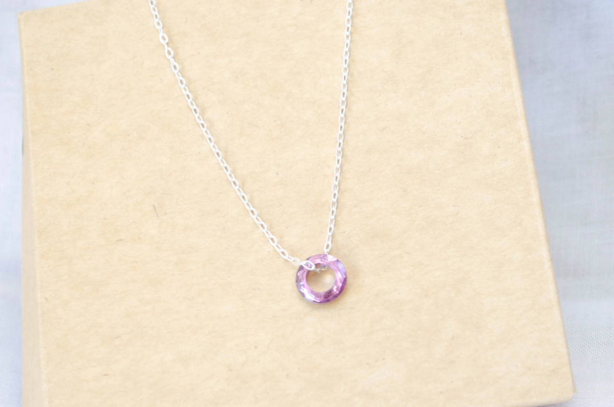 L-CA0358 Cadena 40cm + dona cristal ROSA