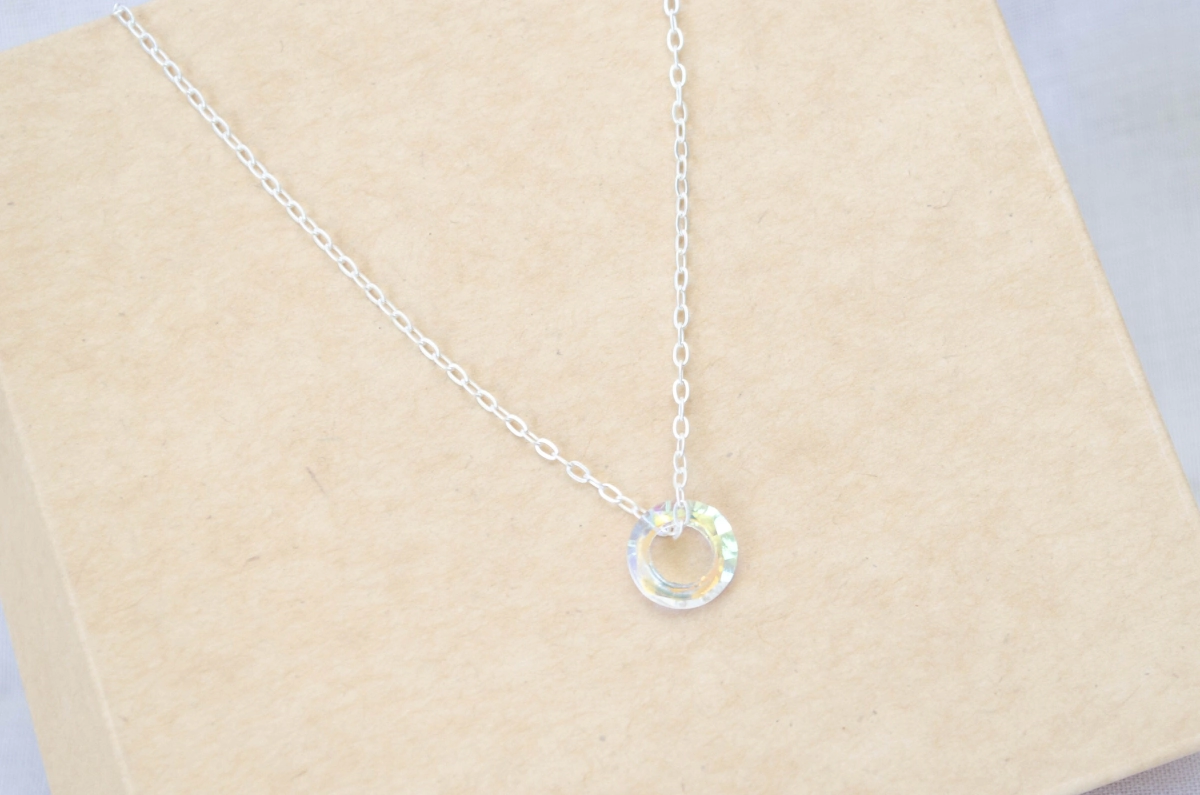 L-CA0358 Cadena 40cm + dona cristal TRANSPARENTE