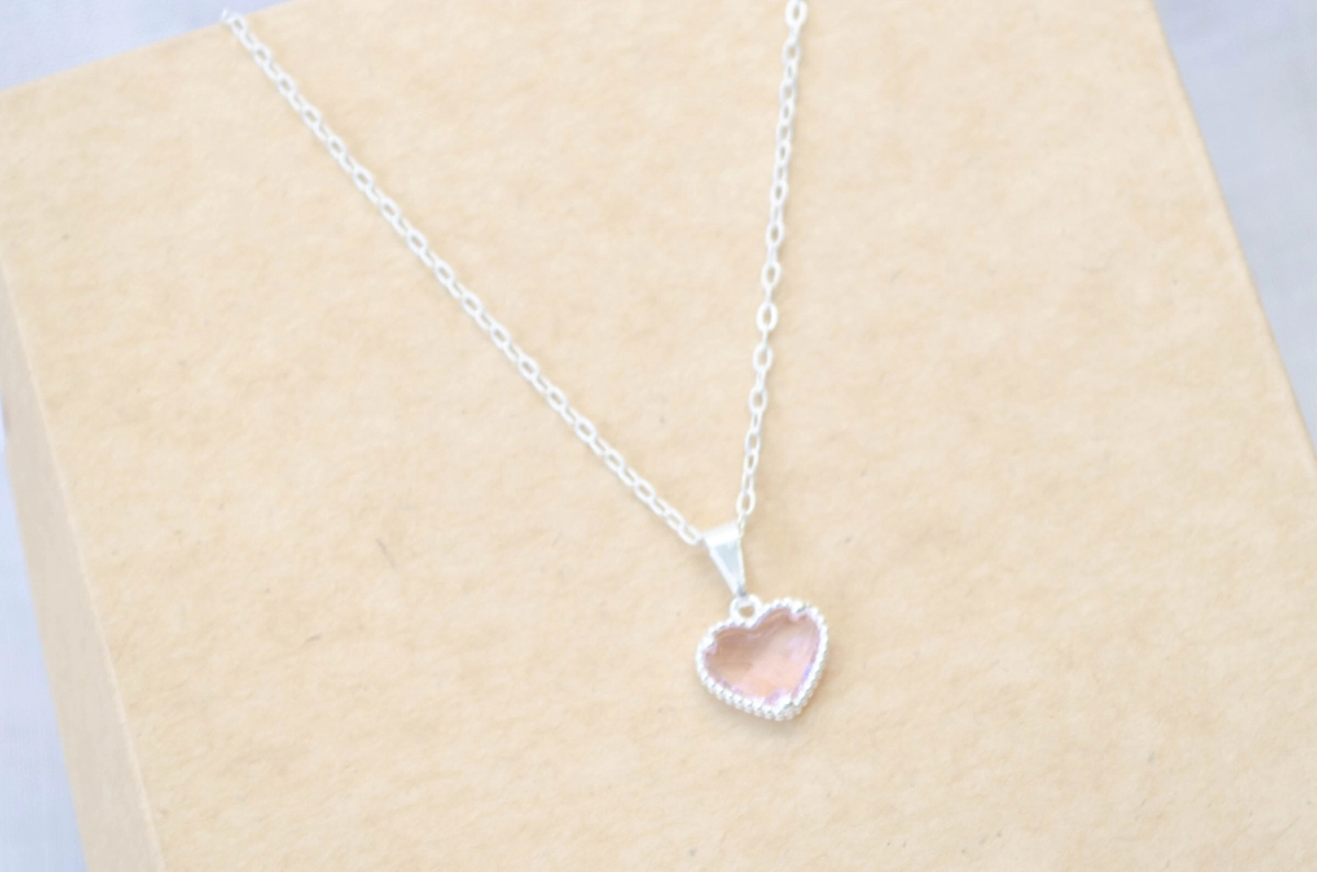 L-CA0359 Cadena 40 + corazon cubic ROSA