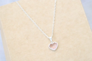 L-CA0359 Cadena 40 + corazon cubic ROSA