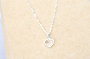 L-CA0359 Cadena 40 + corazon cubic transparente