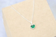 L-CA0359 Cadena 40 + corazon cubic VERDE