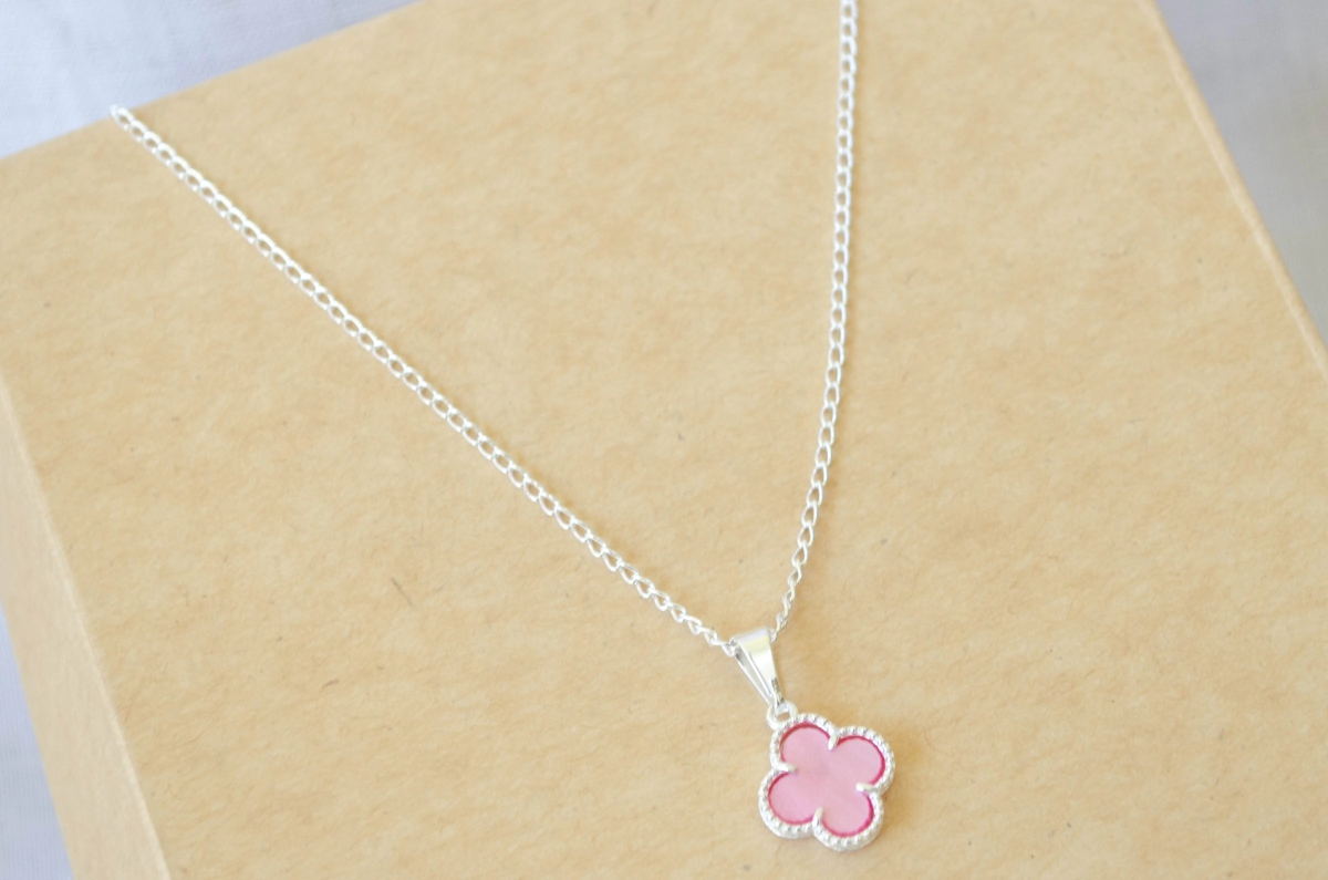 L-CA0360 Cadena 45 cm + trebol ROSA