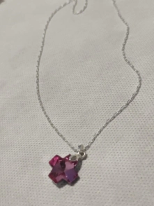 L-CA0105 Cadena cruz cristal ROSA